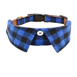 Cotton Dog Collar with Bowtie, Comfortable Adjustable Cute Lapel Design Dog Bow Tie Collar for Small Medium Large Boys and Girls Pets (M(13-18IN), Blue)