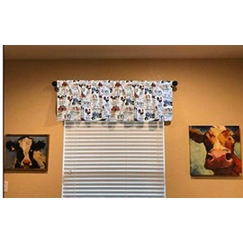 Rustic Farmhouse Valance Farmhouse Decor Valance Cows Pigs Cotton Window Curtain Treatment 40 W x 15 L