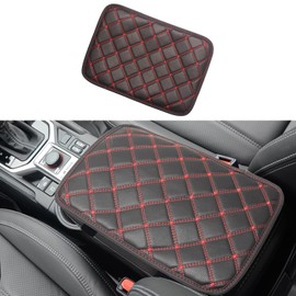 Monrand Red Car Armrest Cover, Universal Waterproof Leather Car Center Console Cover Fit for Most Vehicles Car Accessories Interior, Car Armrest Seat Box Cover Protector(Red line)