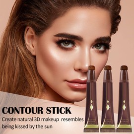 Prreal Contour Beauty Wand, Concealer Cream Contour, Liquid Face Bronzer Stick Makeup with Cushion Applicator, Waterproof Long Lasting Contour Stick, Smooth Natural Concealer Stick Makeup Pen, (01)