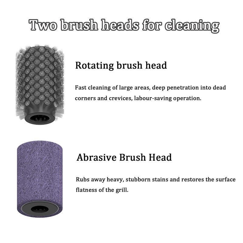 New Electric BBQ Grill Brush,Rechargeable BBQ Cleaning Brush,Carries Two Replacement