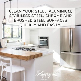 HAGERTY Microfibre Glove Stainless Steel microfibre glove 23 x 13 cm I Cleaning glove for brushed steel surfaces Chrome Aluminium Inox I Scratch-free & lint-free I Without chemicals