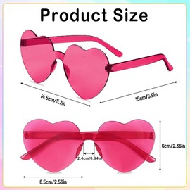 Pack of 12 Party Glasses, Magic Colours Party Glasses, Hippie Glasses, Rimless Sunglasses in Heart Shape, Round Heart Sunglasses, Funny Party Glasses, for Carnival Photo Props Birthday Party