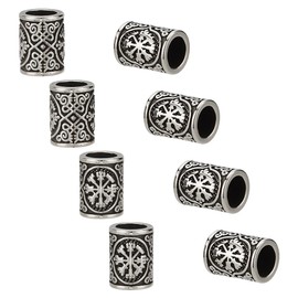 UNICRAFTALE 8Pcs Paracord Bead Metal Lanyard Spacer Beads Stainless Steel European Beads Large Hole Beads Beard Beads Hair Beads Column Beads for Hair Beard Bracelets Jewelry Making Hole 8mm