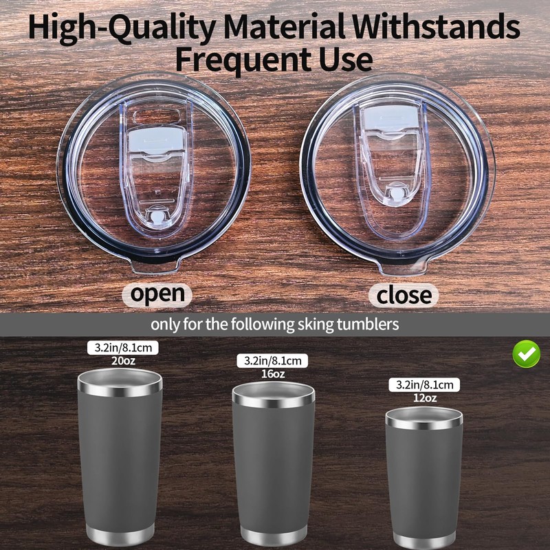 20oz Replacement Lids‌ - Slim Splash-Proof Silicone Cover for Yeti