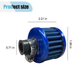 Car Breather Filter, 0.47"/12mm Cold Air Intake Filter Cleaner, Crankcase Vent Valve Cover Filter Breather, Automotive Air Filter for Most Car Motorcycle (Blue)