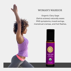 Silk Road Organic Organic Clary Sage Essential Oil Roll On, 100% Pure USDA Certified Aromatherapy for PMS, Stress & Mental Clarity - 10 ml Roller by Silk Road Organic - Always Pure, Always Organic