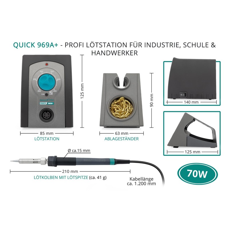 QUICK 969A+ Analogue Industrial Hand Soldering Station 70 W Working