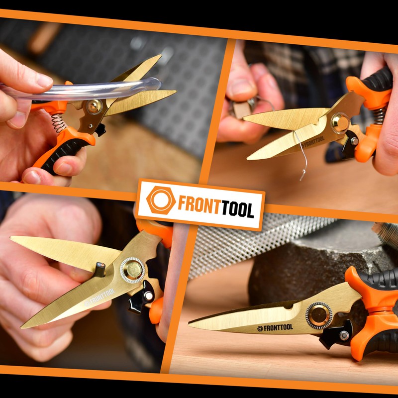 FRONTTOOL Universal scissors, multi-purpose scissors, multifunction scissors, titanium-coated stainless steel