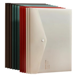 VANRA File Folders Letter Size 12 Pack Plastic File Envelopes with Snap Closure, A4 Filing Envelope Project Folder Holder File Pockets Jacket Document Letter Organizer (4 Colors)