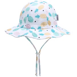 FUOITA UPF 50+ Baby Bucket Hat - Wide Brim Sun Protection Beach Cap for Girls - Cute & Adjustable Toddler Hat(6-24M)