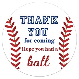 50 Baseball Stickers, Baseball Birthday Party Favor Thank You Label Stickers, Baseball Theme Party Supplies, 2 Inch.
