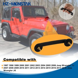 HZ-MONSTAR Front Windshield Hold Down Bracket Strap Hood Footman Loop Compatible with 1997-2006 Jeep Wrangler TJ 2007-2018 Jeep Wrangler JK Strap Hood Loop Bracket Hood Handle Replace 55176422