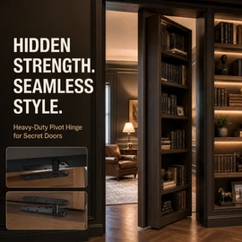 Heavy Duty Hidden Door Pivot Hinge Kit, 200/570 lb Load Capacity, Solid 304 Stainless Steel, 360° Rotation for Bookcase & Secret Doors
