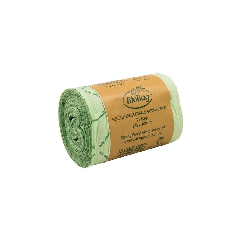 BioBag Compostable Plastic Bin Liners 8 Litre (75) Unboxed Roll