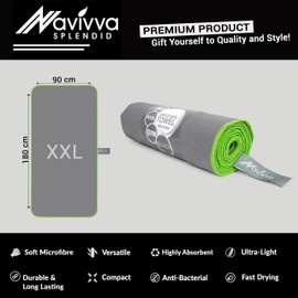 NAVIVVA SPLENDID Microfibre Travel Sports Yoga Towel – Extra Large XXL 180 X 90 – Green Finishing