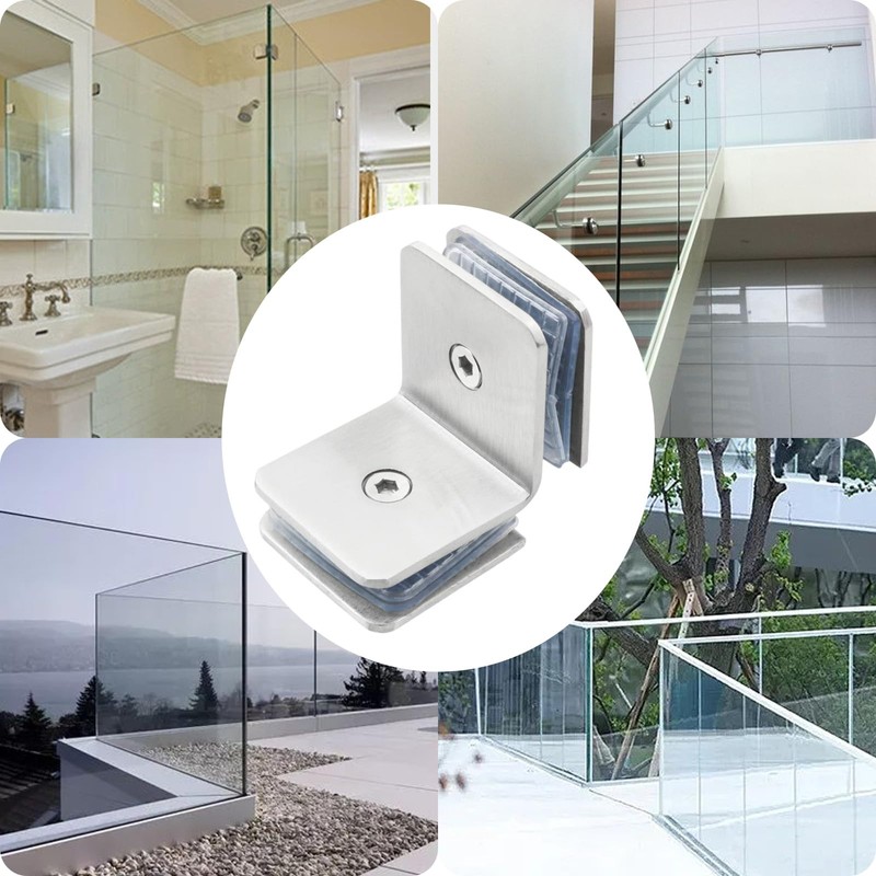 Aginkgo 2PCS Railing Glass to Glass Clamp 304 Stainless Steel