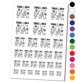 Christmas Tree Rex T-Rex Tyrannosaurus Dinosaur Pun Temporary Tattoo Water Resistant Fake Body Art Set Collection - Black (One Sheet)