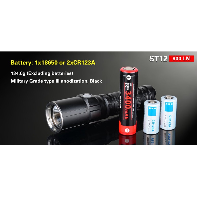 Klarus ST12 XM-L2 Led Flashlight 900 Lumen Compact Lightweight Torch