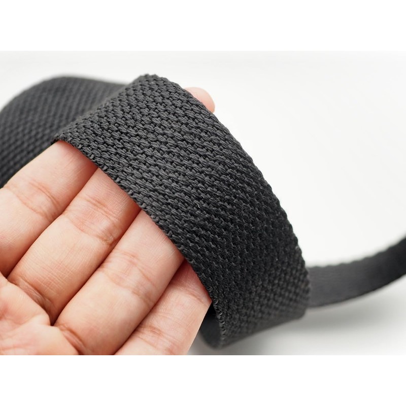 CRAFTMEMORE Black Webbing, Natural Cotton Webbing, Ribbon for Arts &