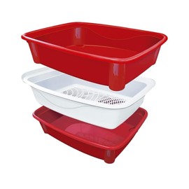 Classic Plus Sifting Litter Box Large - Large Cat Litter Pan with Intelligent Sifting System for Hygiene, Savings & Comfort - Durable, Easy Clean Design for Happy Cats (RED)