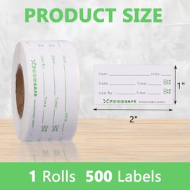 Lollanda 750pcs Dissolvable Food Labels, Green, Easy Peel Off, No Residue, Perfect for Kitchen, 500 Labels per Roll