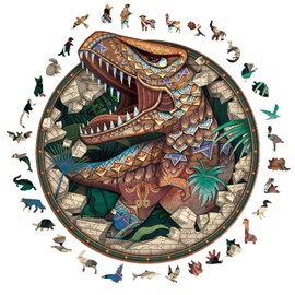 NKTDWO Wooden Jigsaw Puzzle for Adults, Challenging Irregular Pieces Shaped Puzzle for Friends Wood Cut Puzzle for Family Game Collection Animal Puzzle Gift for Birthday Holiday (Dinosaurs Large)