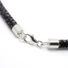 Silver One Stingray Leather Choker Black Silver 925 Hook Men's