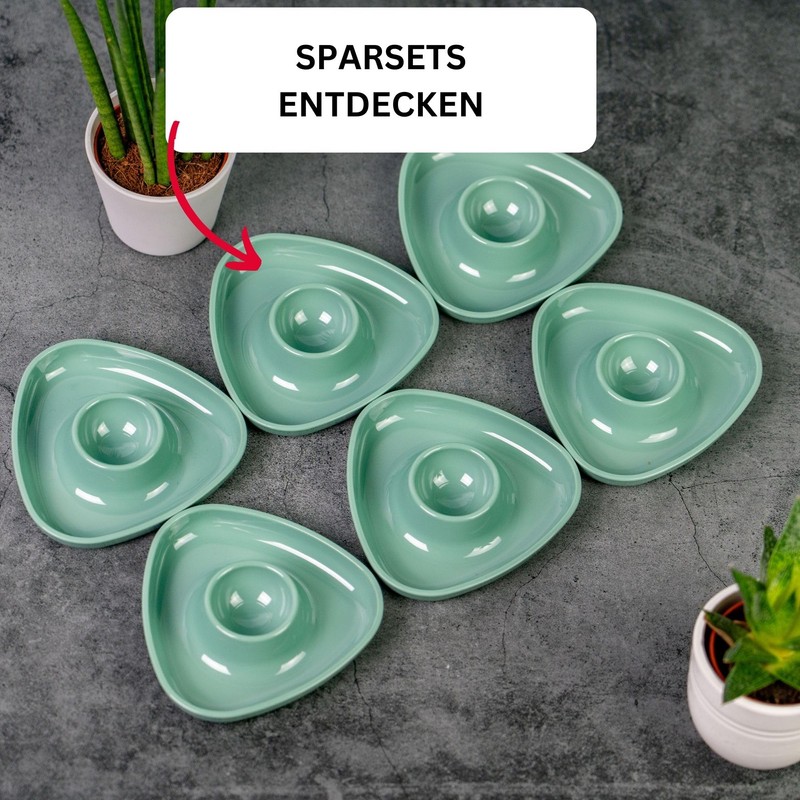 Westmark 6 egg cups, triangular, stackable, high-quality plastic, tri, green,