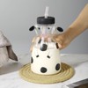 600MLCreative Glass Straw Cup Cow Shape Glass Cup with Straw