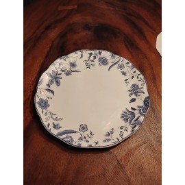 Artisan Eleanor Plates Blue Floral Indigo Set Of 4 11" New Wedding Dinner