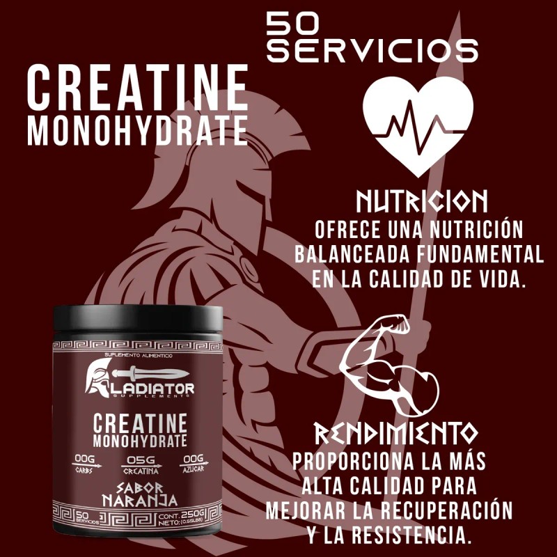 Creatina Suplemento Monohidratada Gladiator 250g