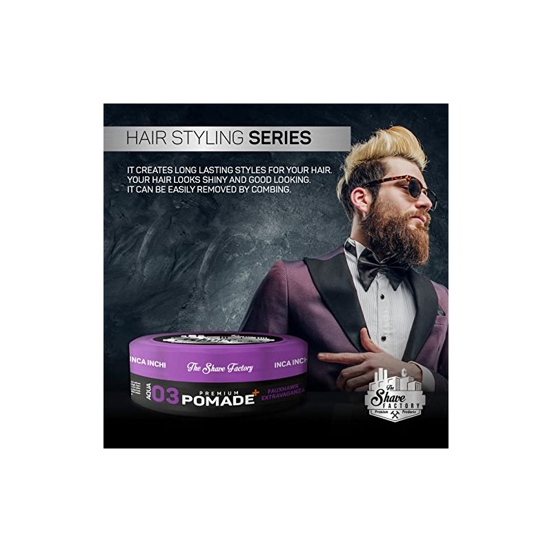 the shave factory Premium Pomade 150ml 03 Fauxhawk Extravaganza with