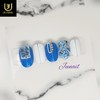 Blue White Mother of Pearl Handmade Nail Tips - Long
