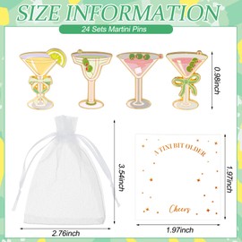 Tondiamo 24 Set Cocktail Martini Lapel Pins a Tini Bit Older Party Favors Gifts Cocktail Theme Favors Brooch Bulk for Bartender Barista Martini Day Coffee Day Birthday Bachelorette Party