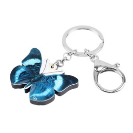 DOWAY Llavero de acrílico Morpho/Morphidae con mariposa, llavero de insectos para mujeres y niñas, bolsos, cinturones, regalos de primavera y verano, Azul / Patchwork, M