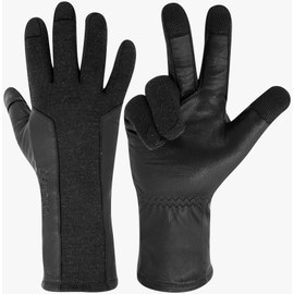 ONETAC Touch Screen Nomex Pilot Flight Flyers Operator Aviation Duty Work Gloves, Goat Leather Tight FIT Palm (Black/Black, Medium)