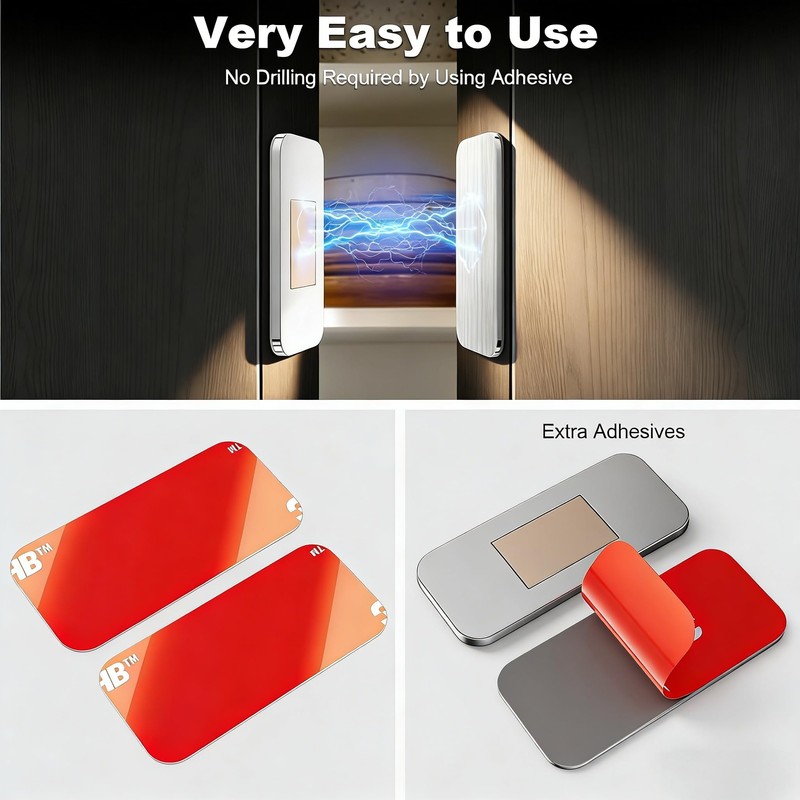 Magnetic Cabinet Door Catch,No Drill Adhesive Drawer Magnets to Stay
