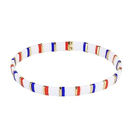 C·QUAN CHI Women Stackable Tila Bead Bracelets Flat Bead Bracelet Boho Friendship Bracelets Stretch Bracelet 03K