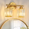 FDPBY Modern 2 Light Crystal Vanity Light, Brushed Gold Vertical