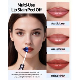 KIMUSE Lip Stain Masque, Lip Stain Peel Off Long-Lasting, Hydrating & Smudge-Proof Lip Color with Highly Pigmentation, Natural Matte Finish Peel Off Lipstains, Vegan Formula