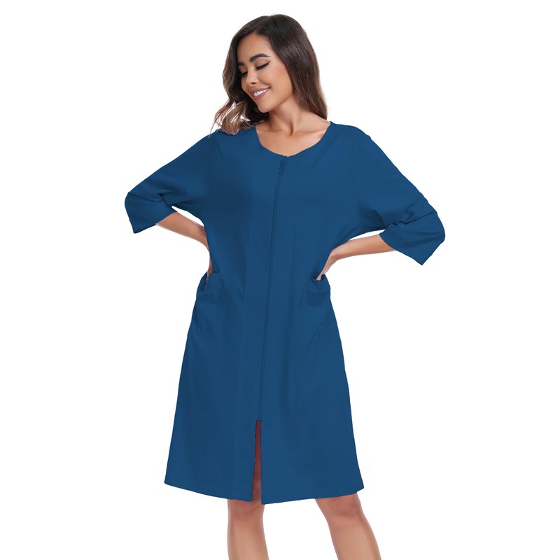 ANLIQI Womens Robes Knee Length 100% Cotton Bathrobes for Women