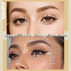Teenitor Face Gems Self Adhesive Face Rhinestone Face Jewels, 650pcs Makeup Rhinestones, Stick On Rhinestones for Makeup, Gems for Face, Hair, Body, Eye