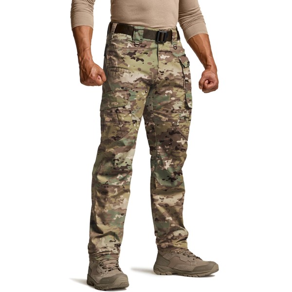 CQR Men's Tactical Pants, Water Resistant Ripstop Cargo Pants, Lightweight