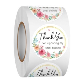 Heyfibro 500 PCS Thank You for Supporting My Small Business Stickers, 1.5 Inch Thank You Stickers for Small Business,Small Business Stickers for Packing, Party, Bags, Boxes(Rose)