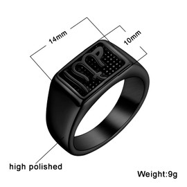 Hipunk Men Islam Muslim Allah God - Stainless Steel Muslim Totem Signet Band Cool Ring for Arabic Islamic Prayer Allah Symbol Men Gift SR0022B-9