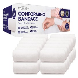 JFA Medical Conforming Bandage, Gauze Bandage Roll 5cm x 4m - Pack of 24