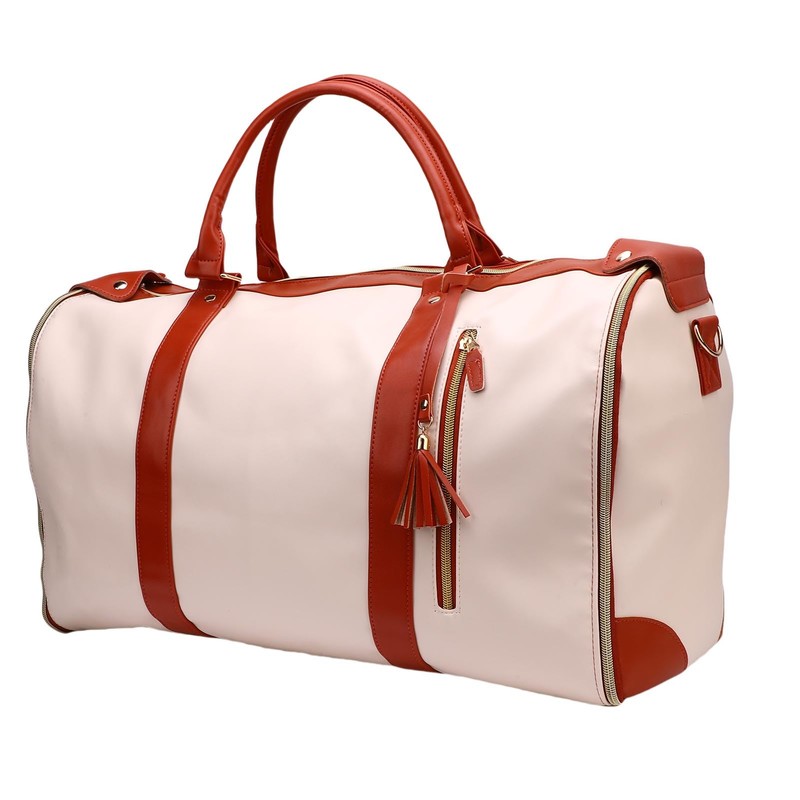 Keenso Rolling Garment Bag, Soft Leather Travel Bag with Detachable