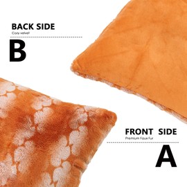 BYTIDE Misty Clover Striped Plush Faux Fur Decorative Lumbar Throw Pillow Covers, 14 x 26 Inch Set of 2, Soft Stylish Luxury Cushion Case Pillowcase for Couch Bed Car Bedroom Living Room, Burnt Orange