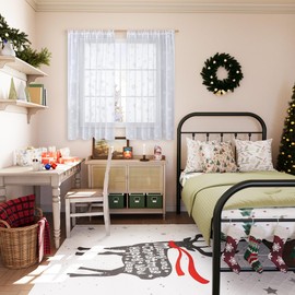 BGment Christmas Sheer Curtains 63 Inches Long 2 Panels Set, Snowflake Linen Look White Curtains for Living Room Bedroom Rod Pocket Window Drapes Xmas Holiday Decor, Each Winter Panel 52 x 63 Inch